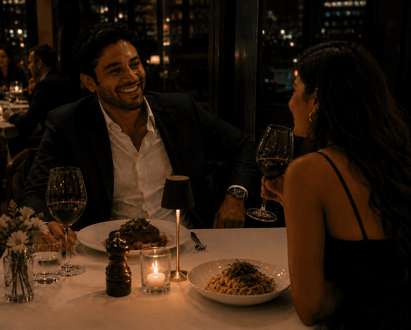 Tasteful dinner setting for two